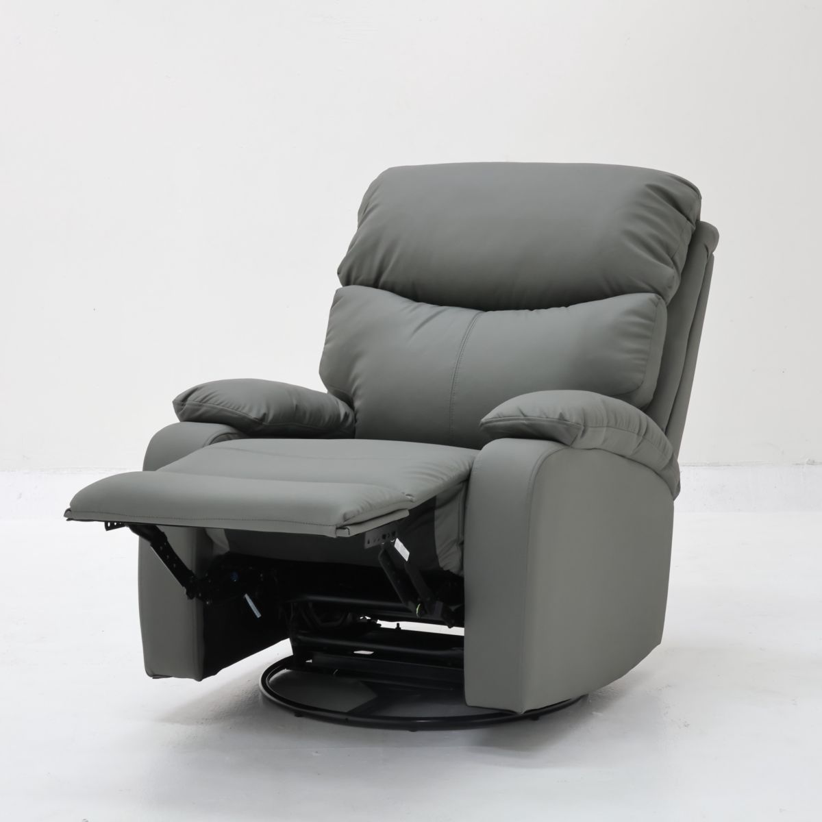 เก้าอี้พักผ่อน โยก+หมุนได้รอบตัว ป้องกันรอยขีดข่วน รุ่น B-NICE หนังสังเคราะห์ (PU) อิตาลี สีเทาเข้ม