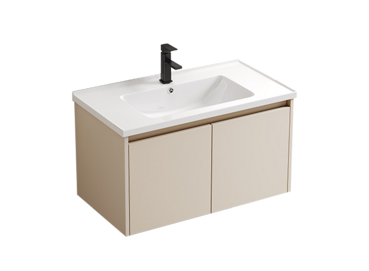 Forward ชุดตู้อ่างล้างหน้าเซรามิค อ่างล้างมือพร้อมเคาว์เตอร์ ตู้กระจก สีครีม มี2ขนาดหน้ากว้าง60,70ซม.