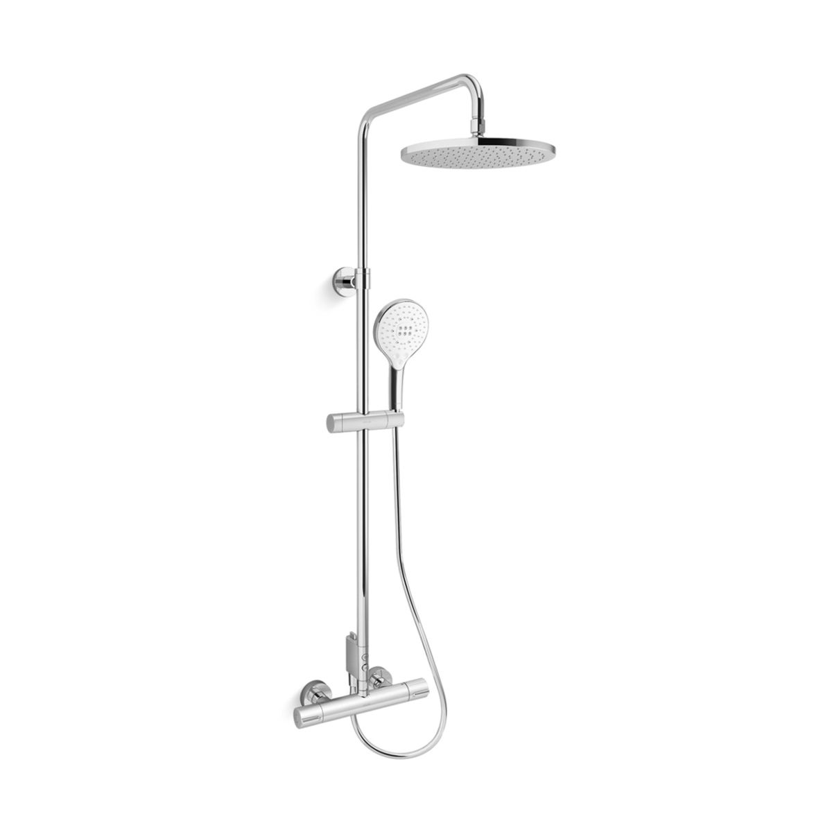 KOHLER ก๊อกผสมยืนอาบระบบเทอร์โมสแตทติกพร้อมฝักบัวสายอ่อนและฝักบัวก้านแข็ง รุ่น Accliv สีโครเมี่ยม